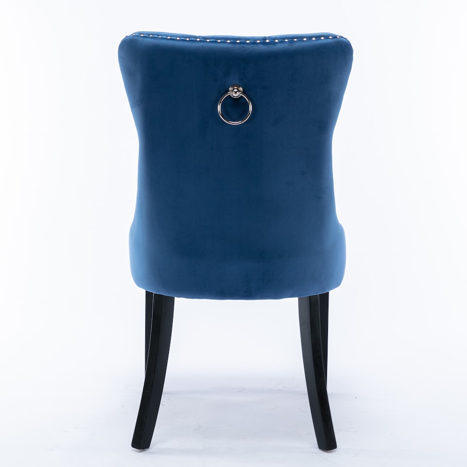 image 1 of Romsey Set of 2 Modern Velvet Dining Chairs with Knocker Ring