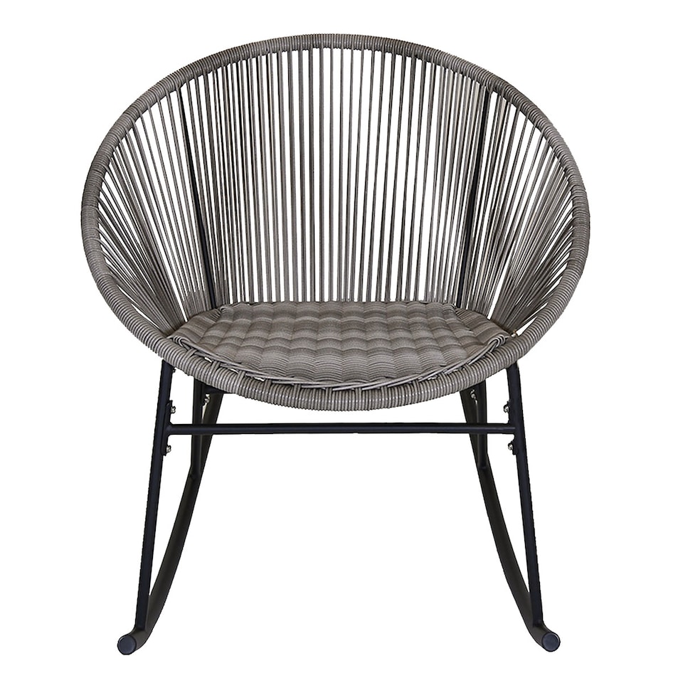 image 1 of Charles Bentley Zanzibar Rocking Chair Grey Rattan String Seat