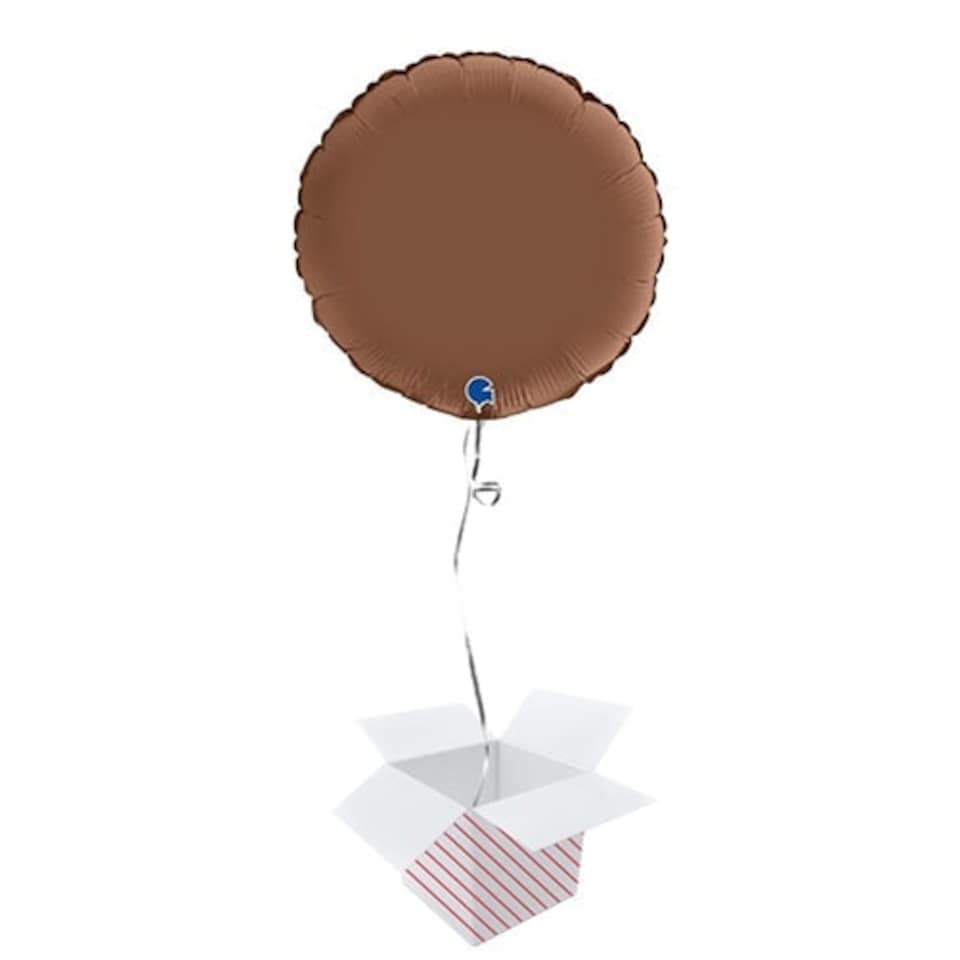 Satin Chocolate Round Shape Foil Helium Balloon - Inflated Balloon in a Box