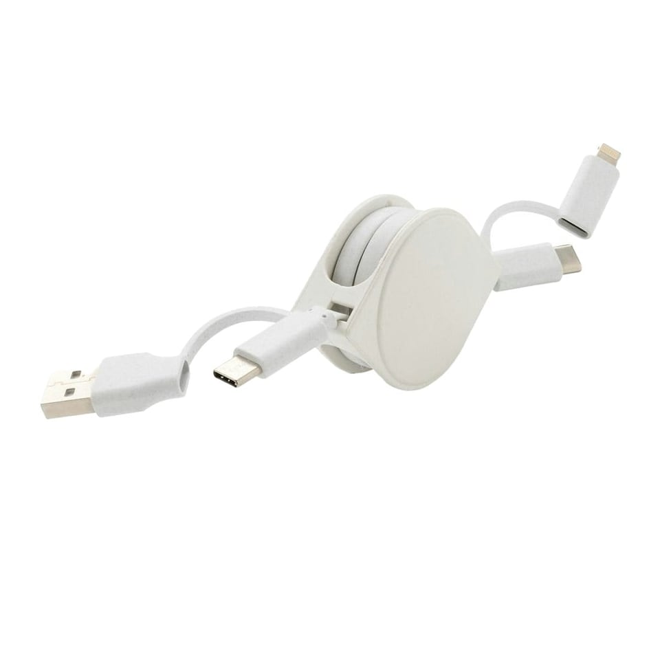 image 1 of XD Collection Recycled Plastic 6-In-1 Retractable Connector Cable - White - One Size