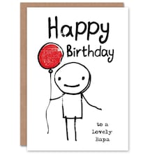 Lovely Bapa Stick Figure Red Balloon Simple Birthday Card