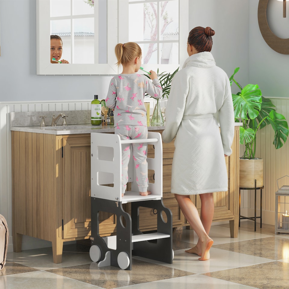 image 1 of AIYAPLAY Toddler Step Stool, 4 in 1 Foldable Toddler Step, Grey