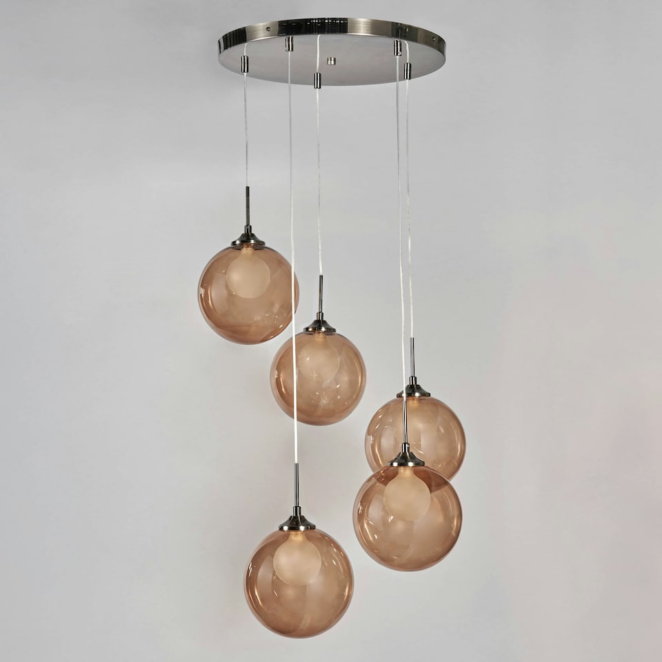 image 1 of BHS Petrice Glass Ball Ceiling Cluster Pendant, Black Nickel