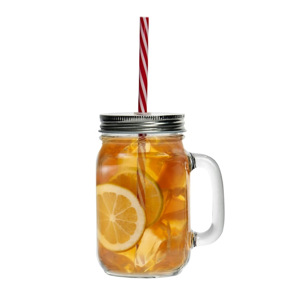 image 1 of Rink Drink Mason Drinking Jar Glasses with Straws - 450ml - Pack of 4 Clear