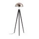 image 1 of ValueLights Black Metal Tripod Standing Floor Lamp With Silver Brushed Chrome Dome Shade