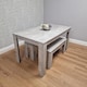 image 4 of Stone Grey Effect Wooden Dining Table with 2 Grey Wood Benches Dining Room Furniture Set | Grey | One Size