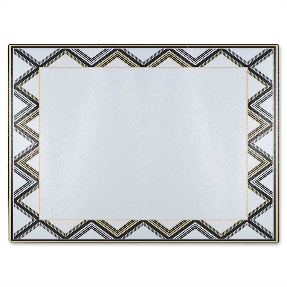 image 1 of Art Deco Patterned Border Glass Chopping Board | Multi