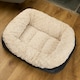 image 5 of OHS Pet Bed Cushion Dog Cat Ribbed Soft Plump Plush Cosy Fleece Large Multi | Black and Cream | L