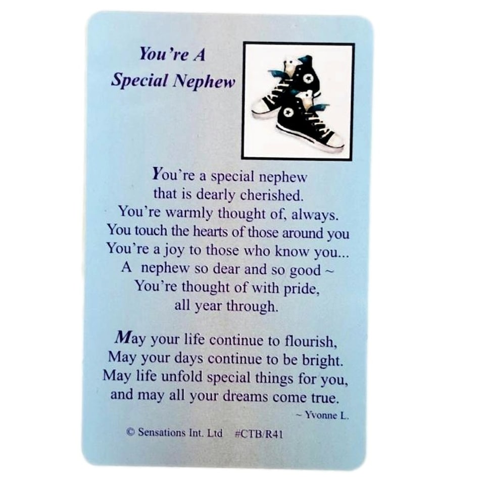 image 1 of You're A Special Nephew Sentimental Keepsake Wallet / Purse Card