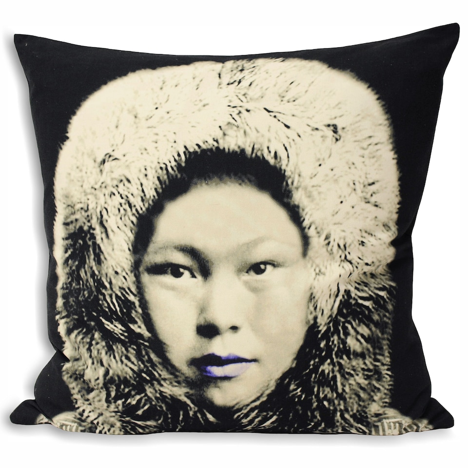 Paoletti Eskimo Photographic Print Cushion, Black, 55 x 55cm