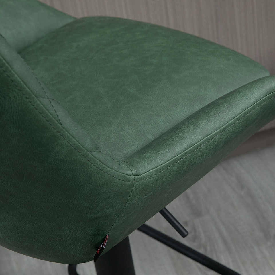 image 1 of HOMCOM Bar Stools Set of 2, Adjustable Bar Chairs 360 Degree Swivel, Green
