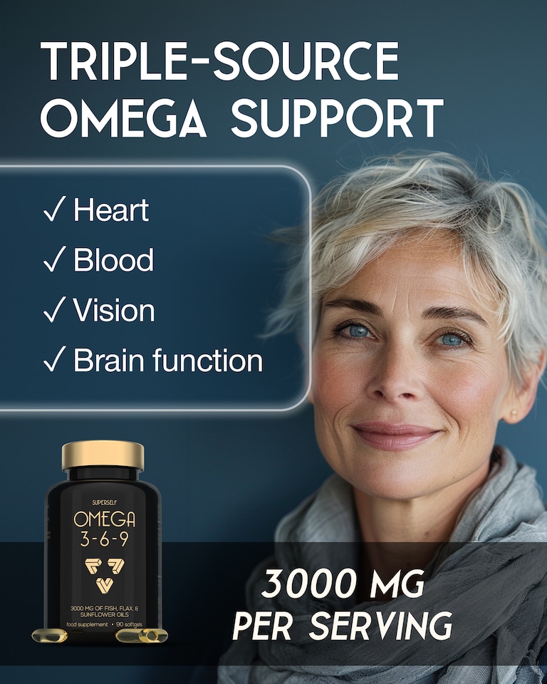 image 1 of SuperSelf Omega 3-6-9 Capsules 3000mg 90 Softgels