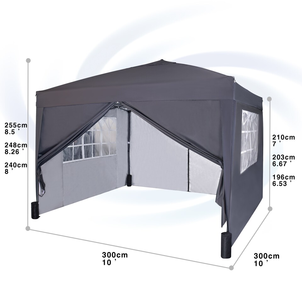 image 1 of MCC Direct Gazebo 3x3 Pop up Garden Outdoor Tent Patio Canopy Marquee with Sides