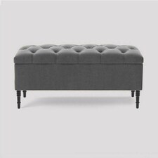 150cm Swiss Chesterfield Ottoman Storage Bench- Plush Velvet Shoe Bench - Grey Upholstery Footstool with Storage
