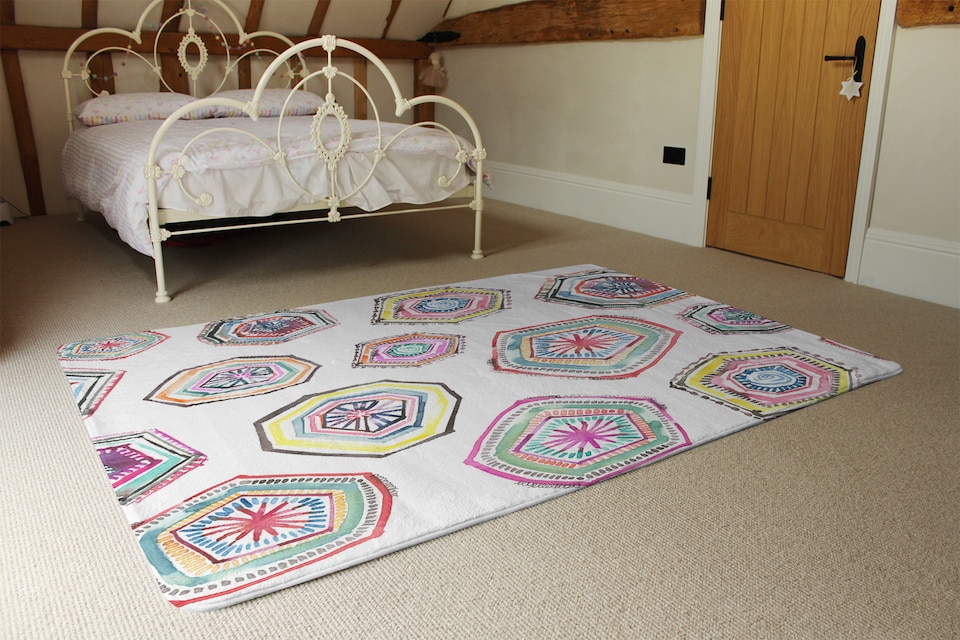 image 1 of Hand Painted Multicolor Watercolor Rug | Multi