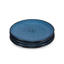 Scandi Home Set of Four Drammen 20cm Blue Artisan Glaze Ceramic Side Plates Blue