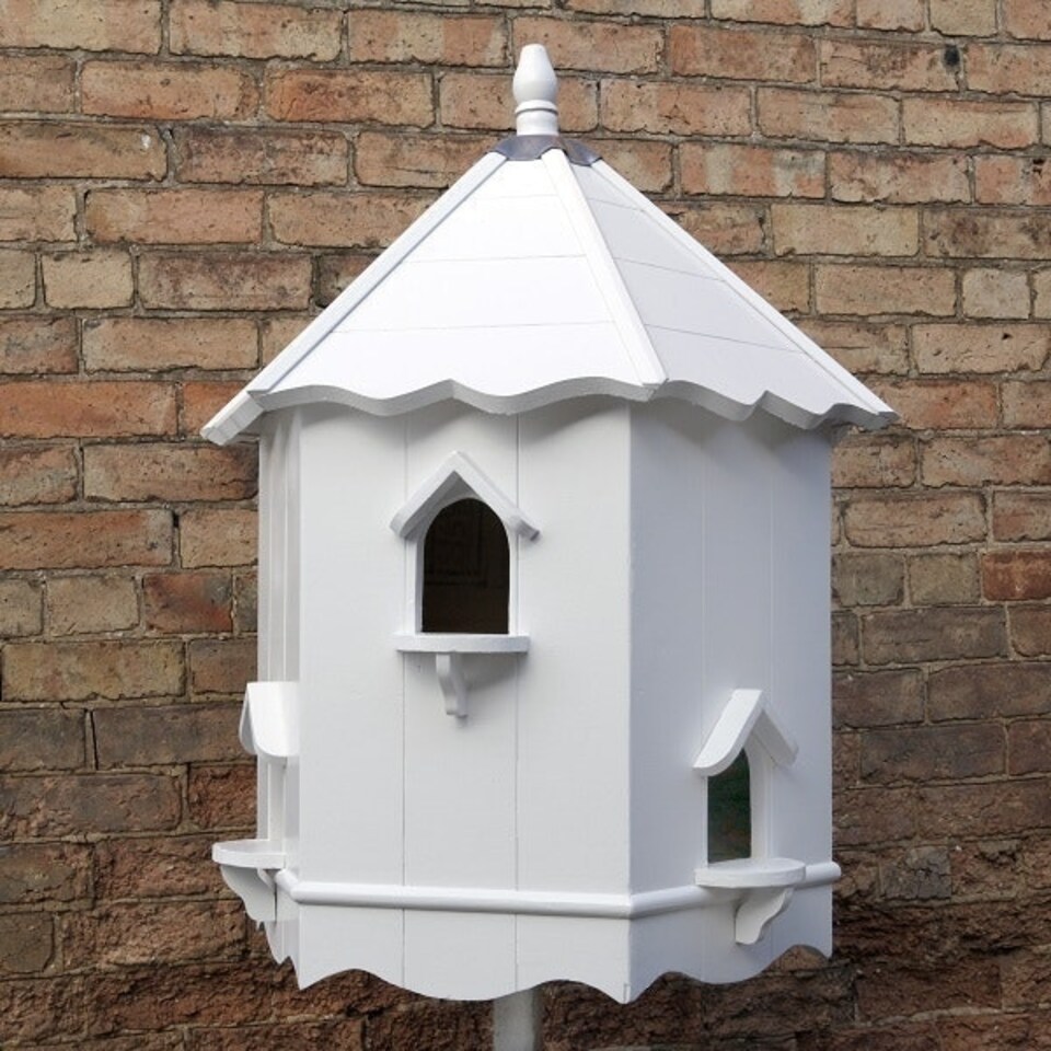image 1 of Bergholt Dovecote, Two Tiered Hexagonal Birdhouse - Traditional English Pole Mounted Birdhouse for Doves or Pigeons Brown | One Size