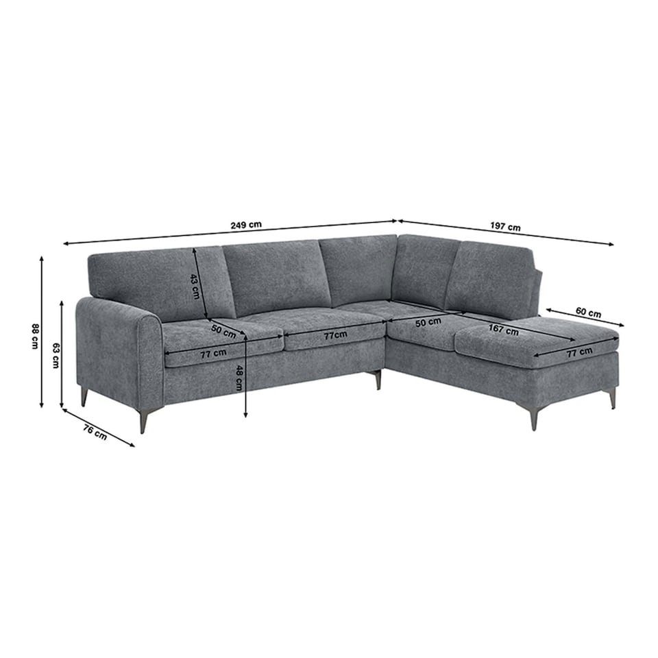 image 1 of Roma 4 Seater Fabric Corner Sofa Grey | Charcoal
