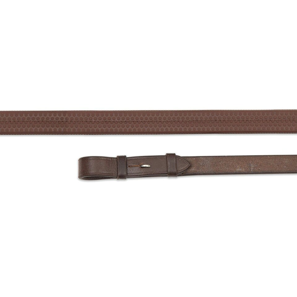 Aviemore Nylon Insert Leather Horse Rubber Reins - Havana - 54in x 0.75in