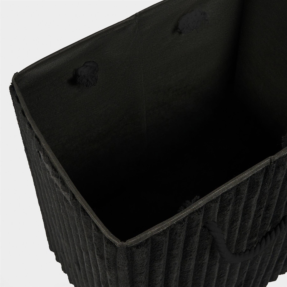 image 1 of OHS Ribbed Faux Fur Folding Laundry Basket Bag with Lid