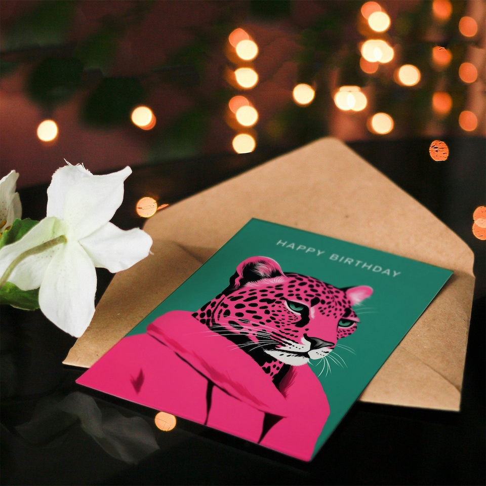 image 1 of Pink Fashion Leopard Her Birthday Card