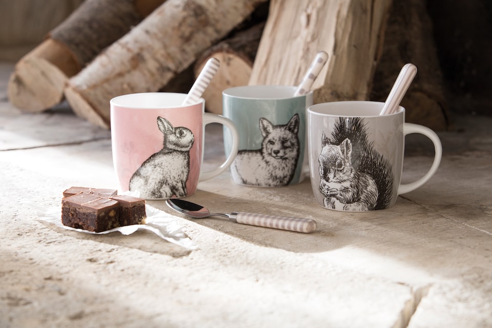 image 1 of KitchenCraft China Squirrel Mugs Pack of 4