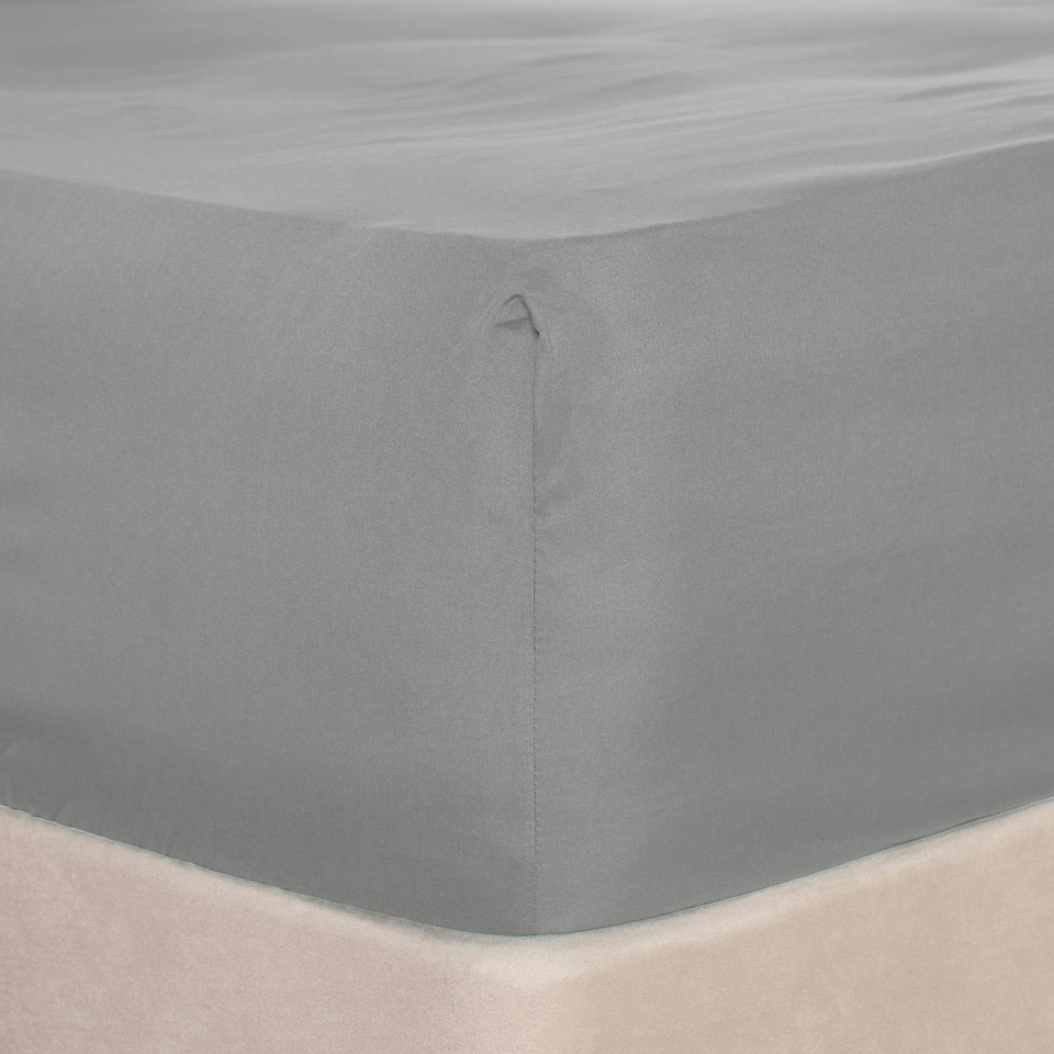 image 1 of OHS Plain Soft Microfibre 30cm Deep Fitted Bed Sheet, Double - Grey