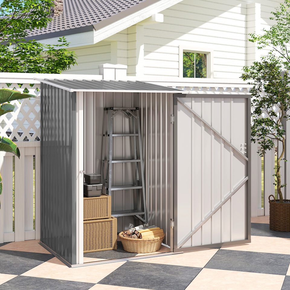 image 1 of Outsunny 3.3ft x 3.4ft Outdoor Storage Shed Steel Garden Shed w/ Lockable Door