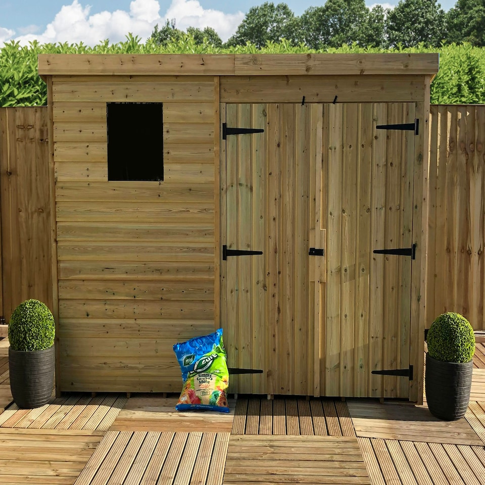 image 1 of 10 x 8 Garden Shed  Pressure Treated T&G PENT Wooden Garden Shed - 1 Window + Double Doors (10' x 8' / 10ft x 8ft) (10x8)