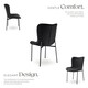 image 3 of Dining Chair Tessa - ergonomic high backrest, slim steel legs, soft fabric | Black | Woven fabric black/black | 1
