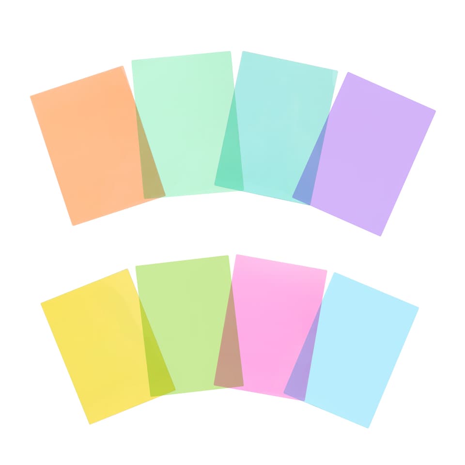 image 1 of Pack of 8 A4 Plain Assorted Coloured Dyslexia Overlay Reading Sheets  - PET Material, Rounded Corners | Multi | Assorted