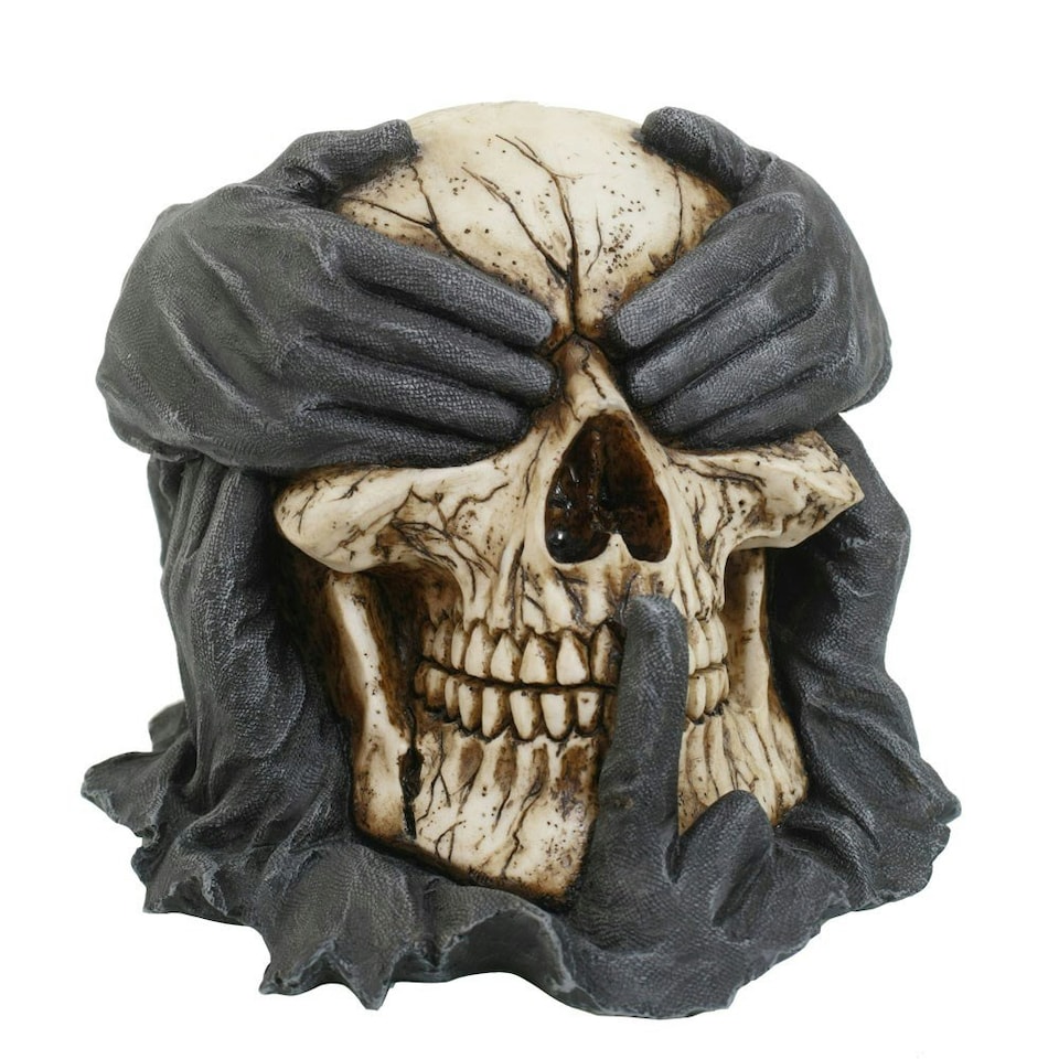 image 1 of Spiral Direct See Hear Speak No Evil Skull Ornament - Black/White - One Size