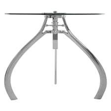 Crank Mechanism Adjustable Table- Nickel Finish Round Table With Tripod Legs-Round Table-Decorative Table | Silver