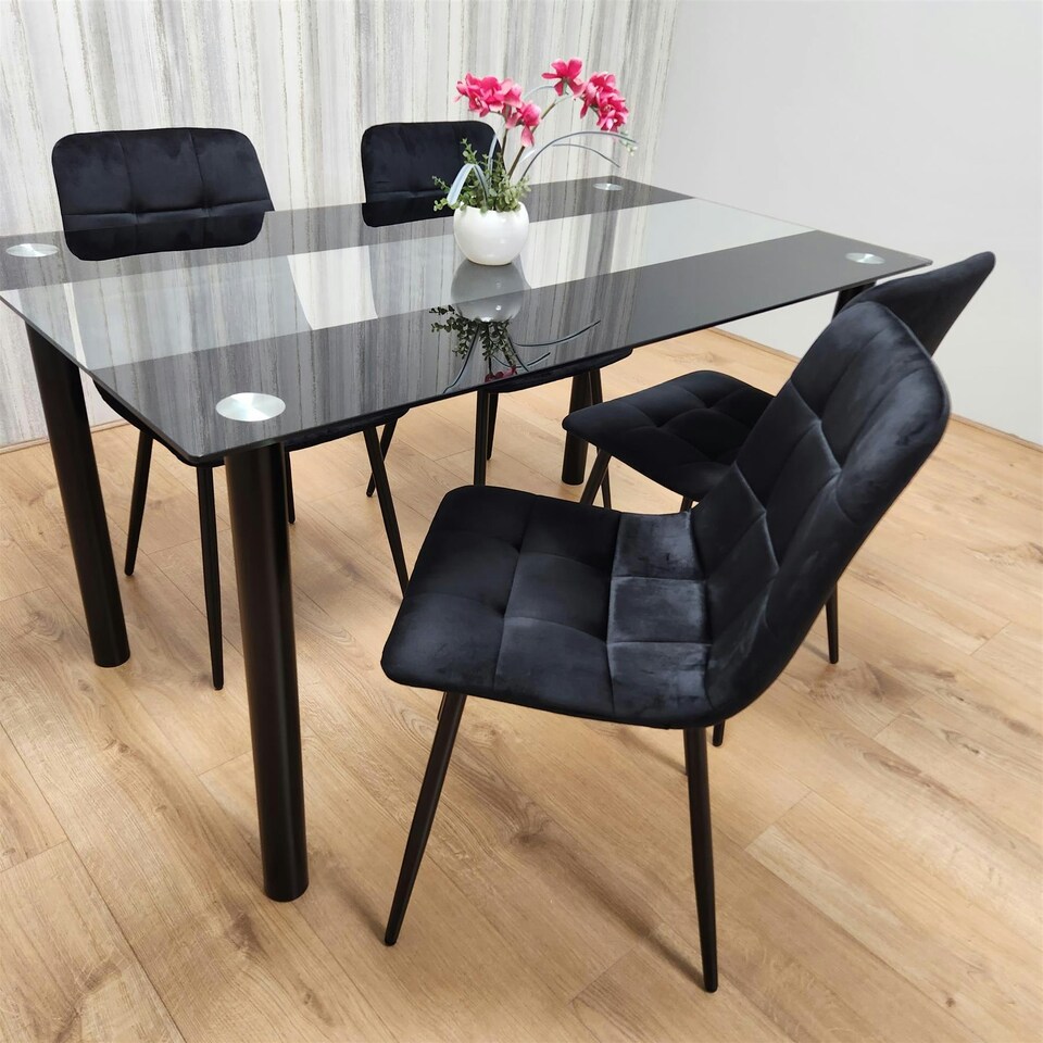 image 1 of Dining Table Set with 4 Chairs Dining Room, and Kitchen table set of 4 Clear