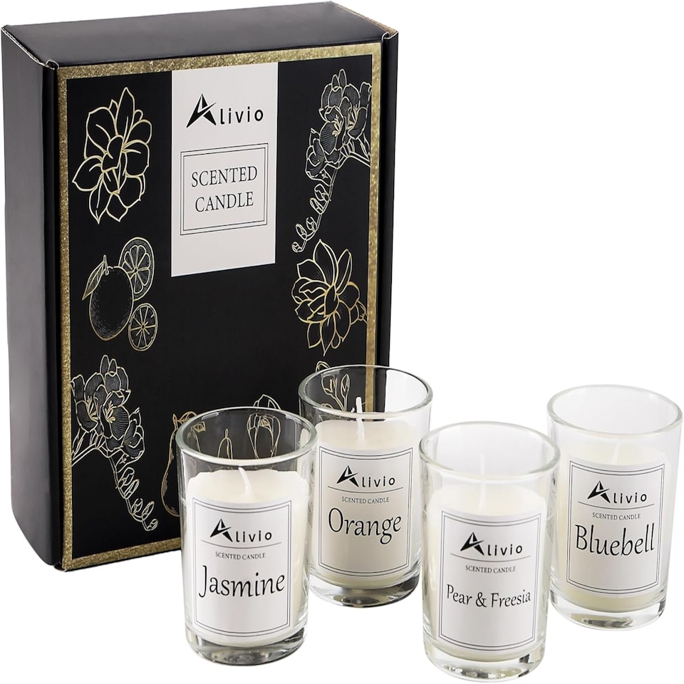 image 1 of Alivio 4-Piece Natural Soy Wax Scented Candle Set – Aromatherapy for Stress Relief & Relaxation