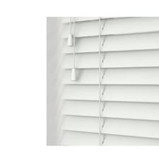 60cm Ultra White Wooden Venetian Blinds With Strings (130cm drop) White | White