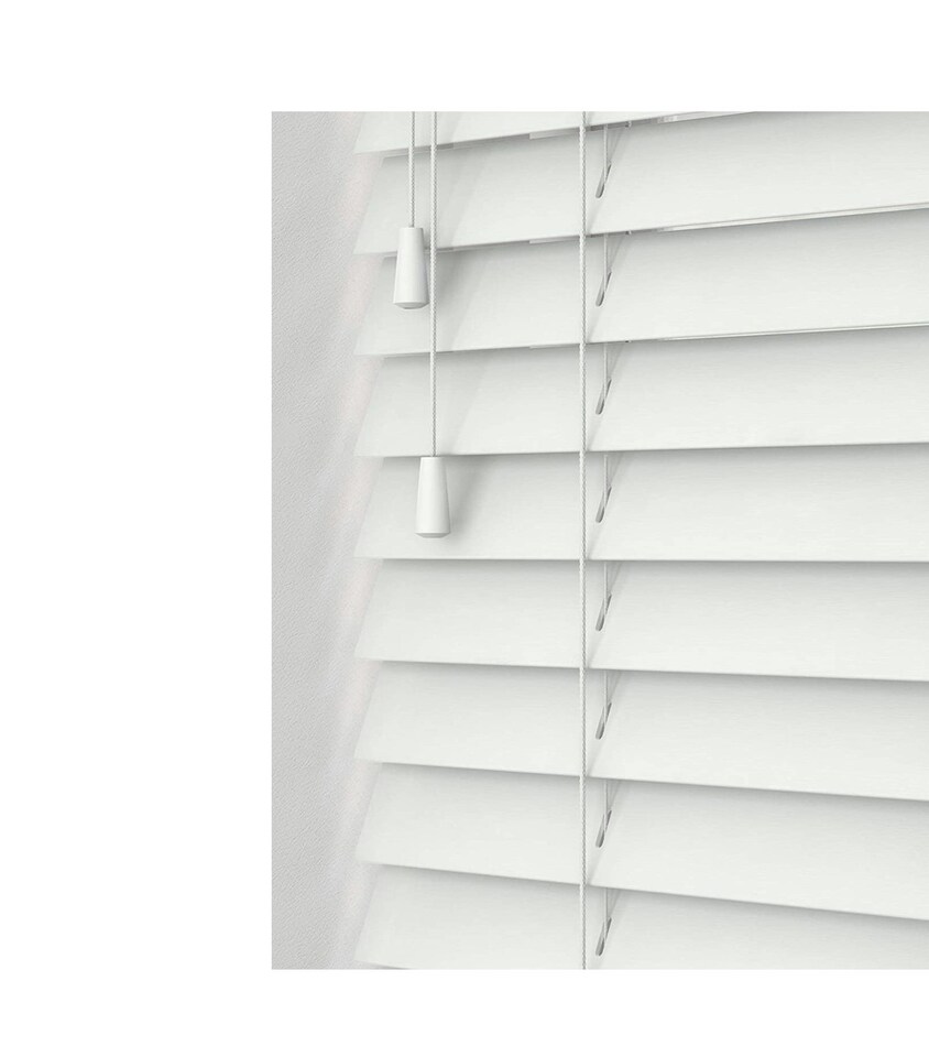 image 1 of 60cm Ultra White Wooden Venetian Blinds With Strings (130cm drop) | White | White