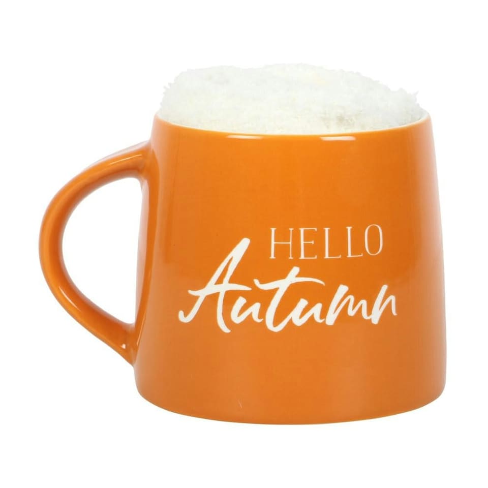 Hello Autumn Mug and Socks Set - New Bone China N/A