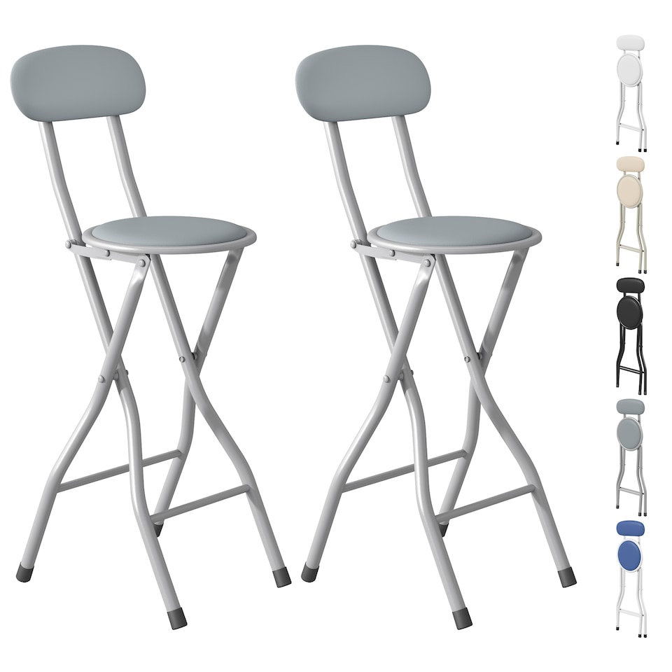 image 1 of MCC Direct Set of 2 Folding Breakfast Bar Stools Padded Kitchen Dining Chairs