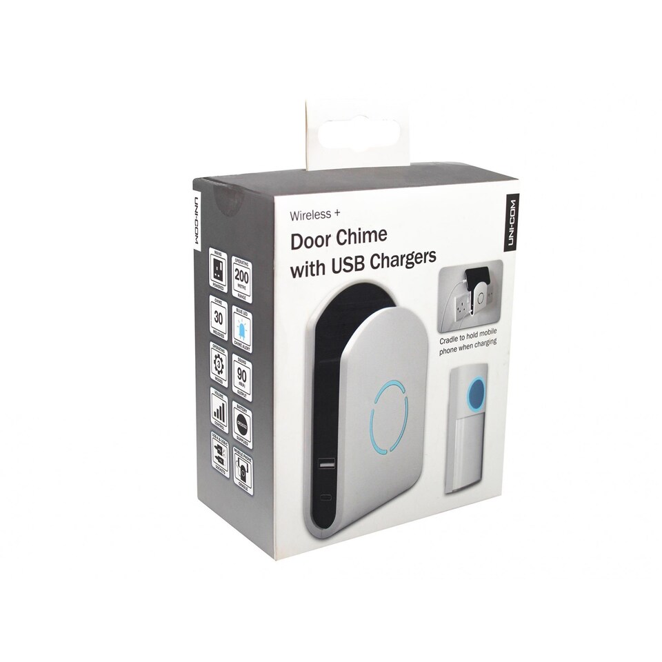 image 1 of Uni-com Plug-in Door Chime With Usb Charger (UK Plug) | Multi | Multi Colour | One Size | 1