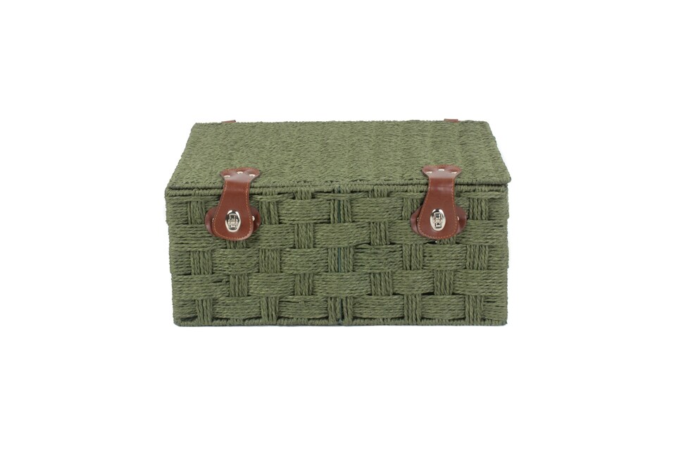 image 1 of Extra Large Green Woven Paper Rope Hamper | Green | Green