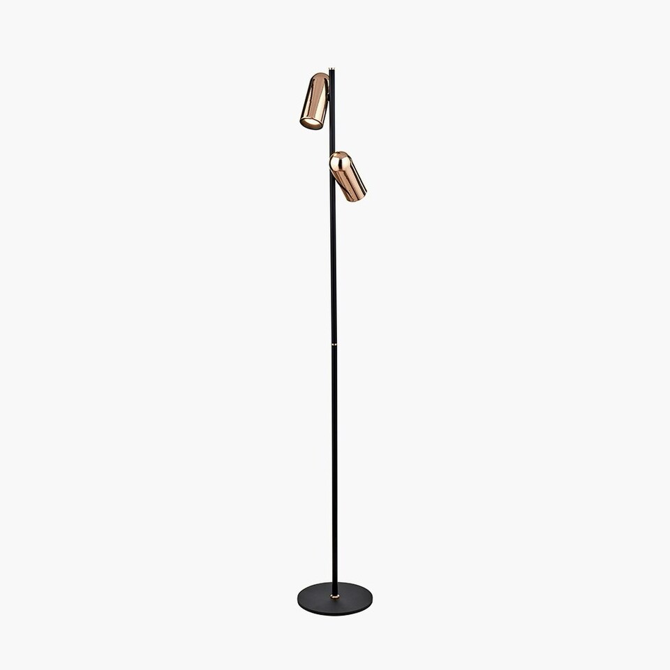image 1 of Black and Rose Gold Metal LED Floor Lamp Black | Rose gold
