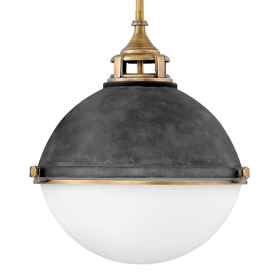 image 1 of Hinkley Fletcher 3 Light Pendant Aged Zinc with Heritage Brass