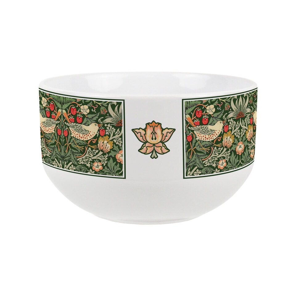 image 1 of Green Strawberry Thief Ceramic Bowl - Set of 4