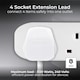 image 4 of Masterplug 4 Socket Extension Lead with 5m Cable, Wall-Fixing, White