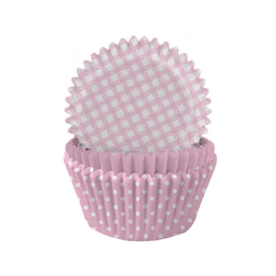 image 1 of Anniversary House Pastel Pink Gingham and Polka Mix Cupcake Cases Pack of 75