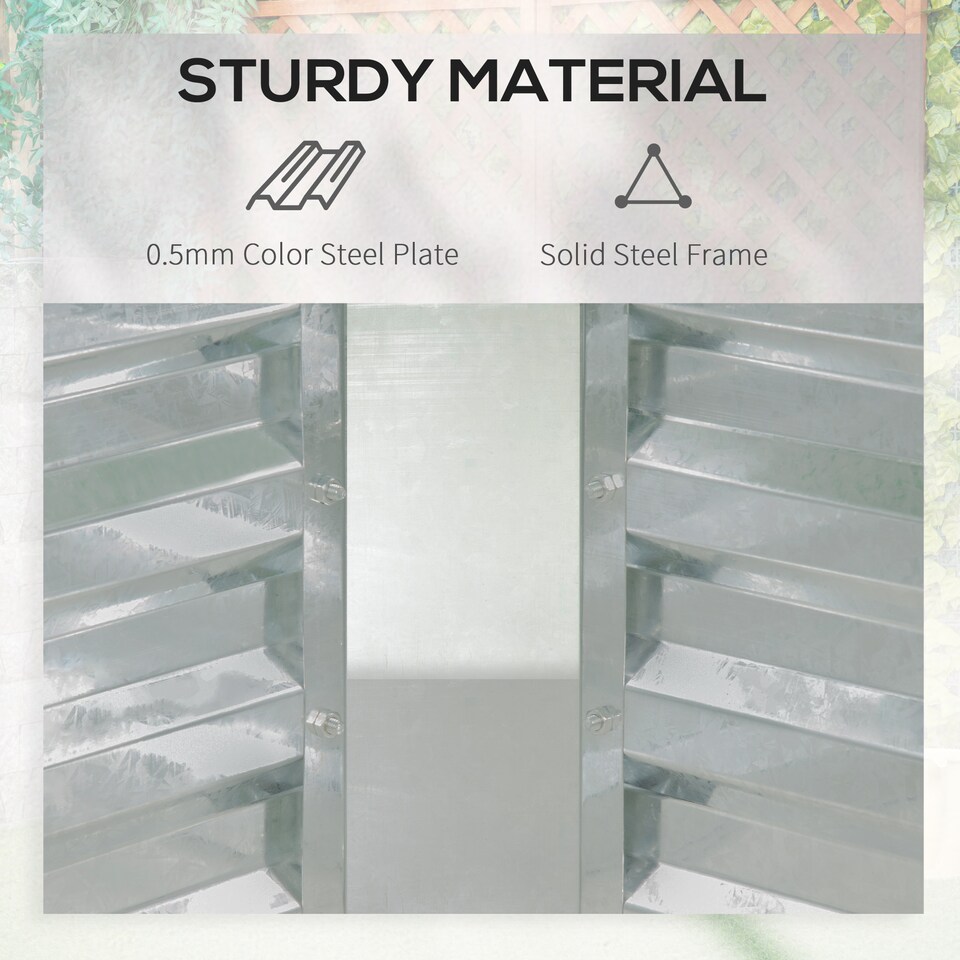 image 1 of Outsunny Raised Garden Bed Planter Box with Greenhouse, Large Window, Clear