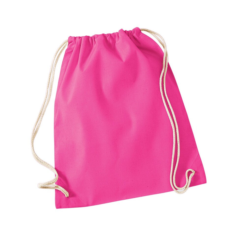 Westford Mill Cotton Drawstring Bag | Pink | Fuchsia | One Size | 1