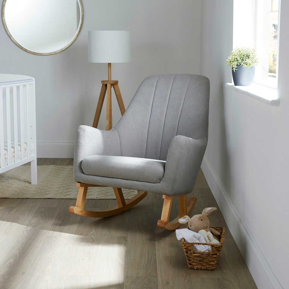 image 1 of Eden Deluxe Nursery Chair - Nursery Armchair, Night-time Feeds, Soothing Baby, Soft & Durable Woven Fabric & High Back Design Plus Cushion (Charcoal)