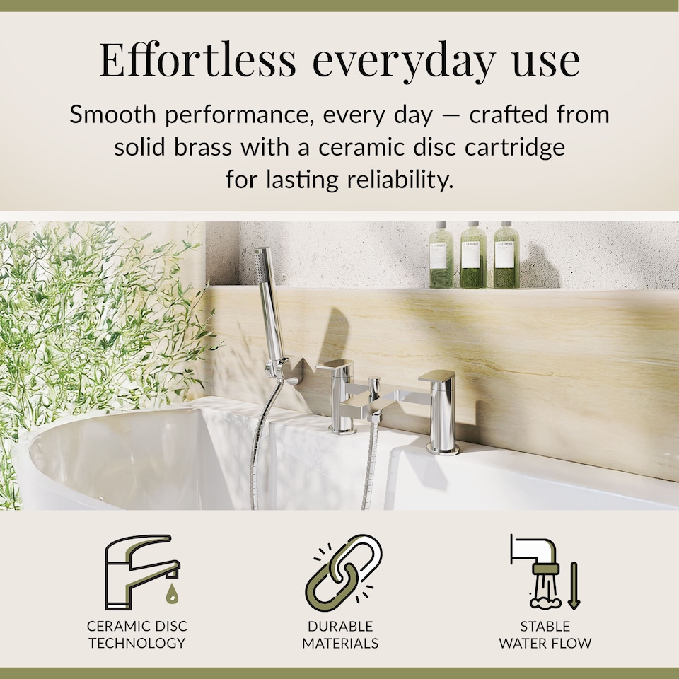 image 1 of Balterley Contemporary Bath Shower Mixer Tap with Shower Kit - Balterley | Silver | Chrome | 1